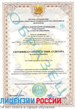 Образец сертификата соответствия аудитора №ST.RU.EXP.00014299-1 Ржев Сертификат ISO 14001